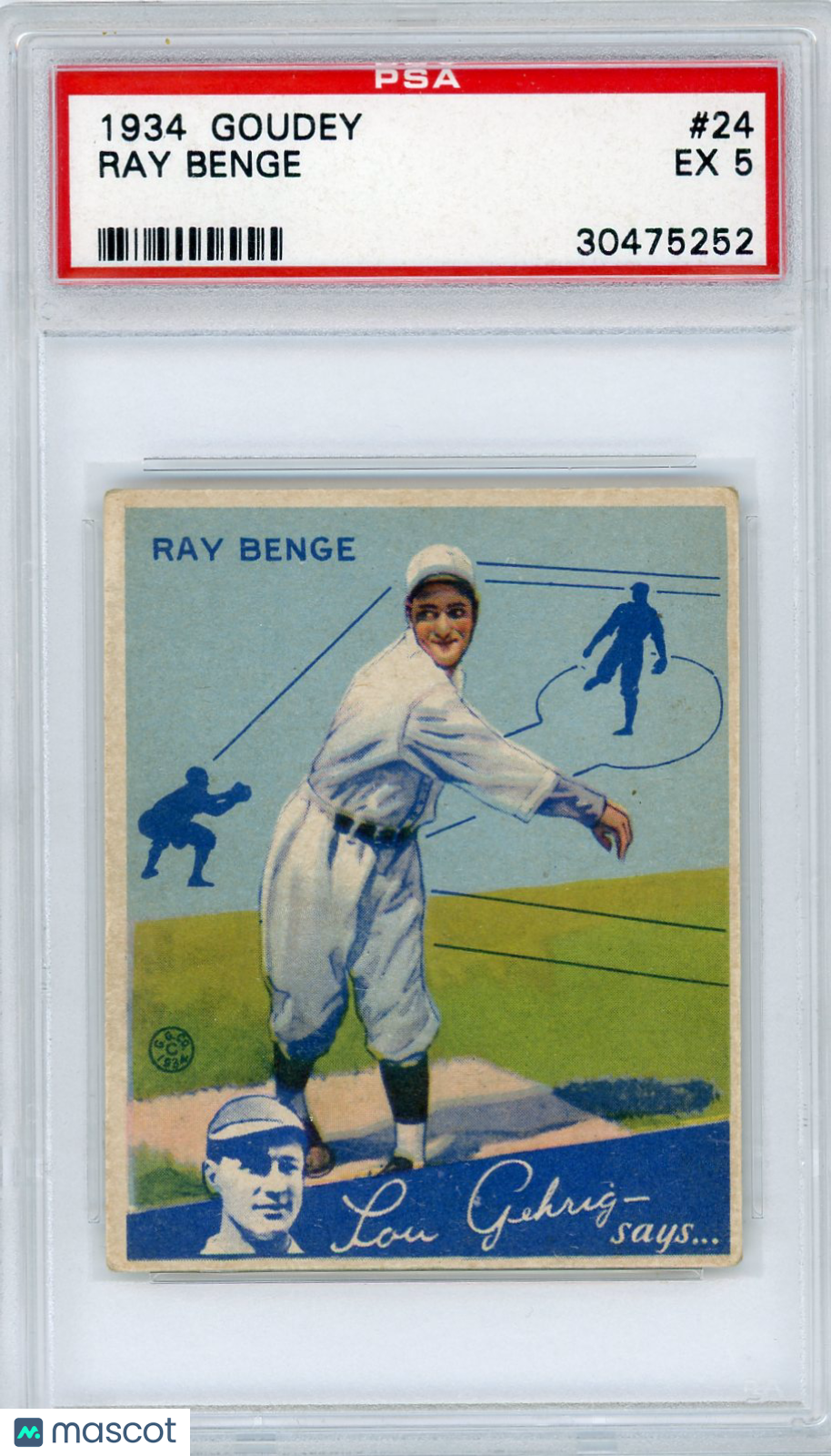 1934 Goudey Ray Benge #24 PSA 5