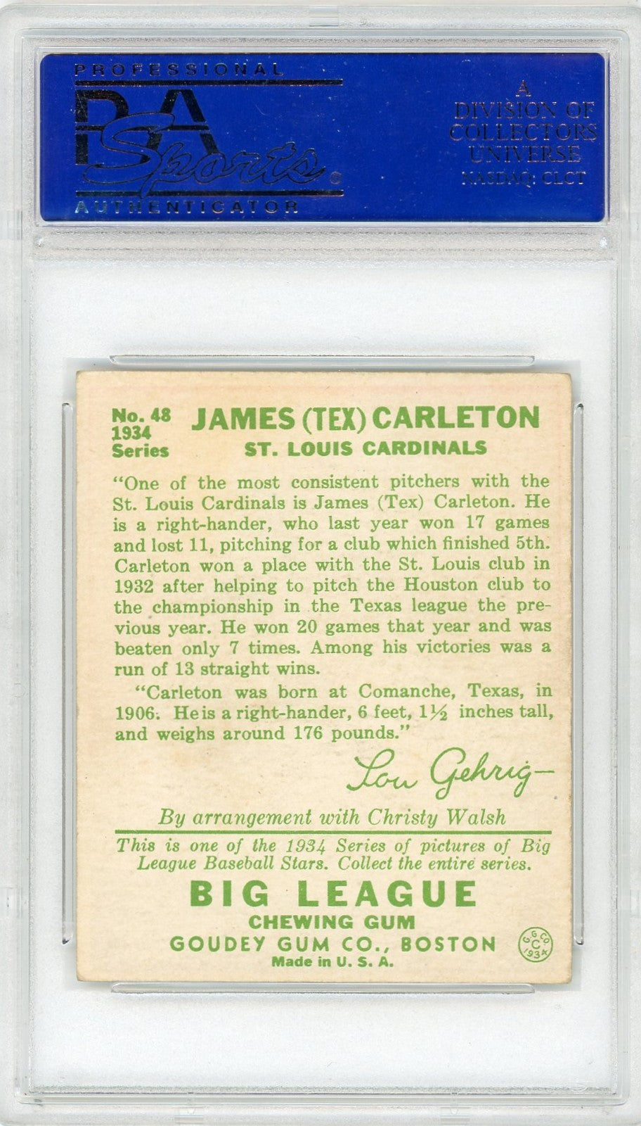 1934 Goudey Tex Carleton #48 PSA 5