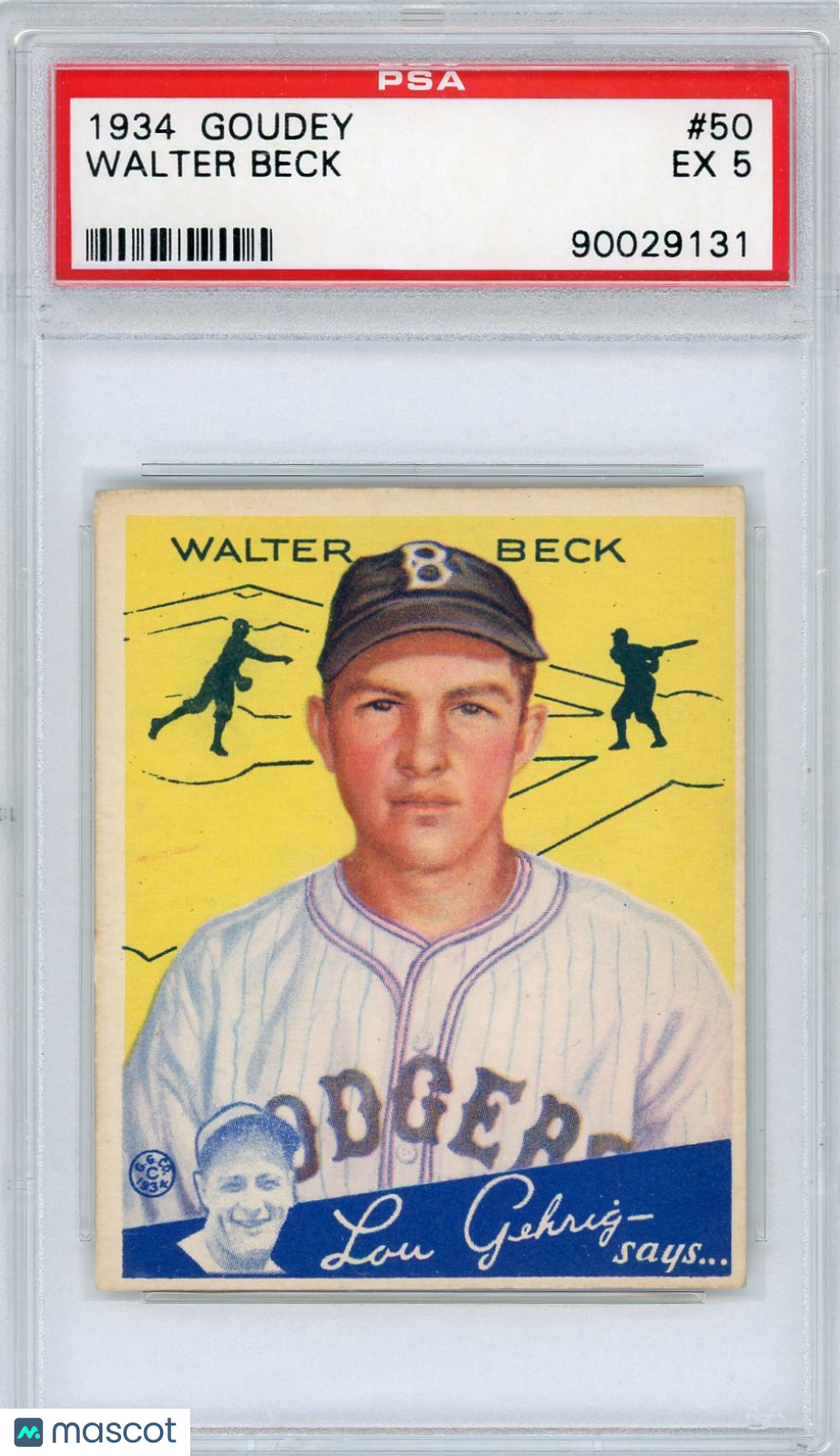 1934 Goudey Walter Beck #50 PSA 5