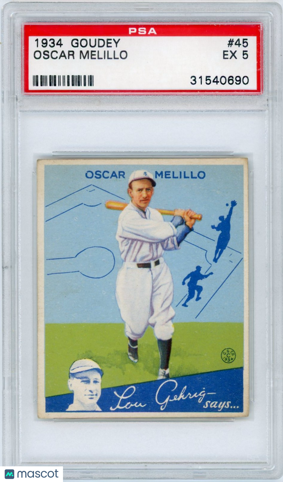 1934 Goudey Oscar Melillo #45 PSA 5