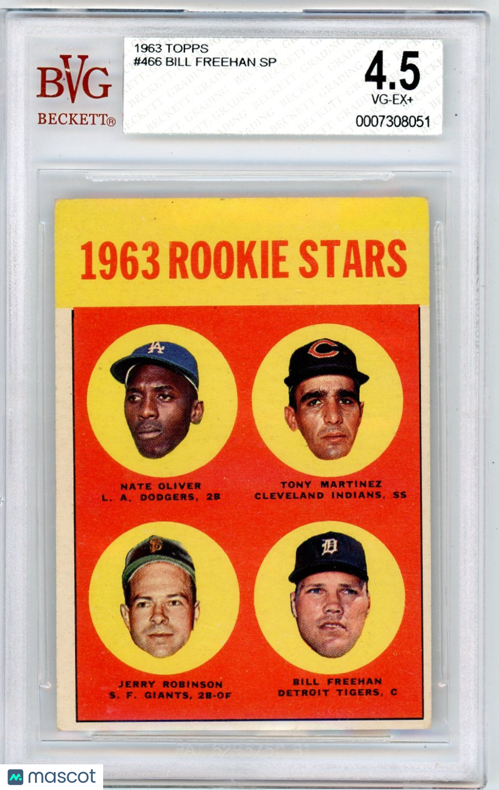 1963 Topps Robinson Freehan Martinez Oliver Rookie Stars #466 BVG 4.5