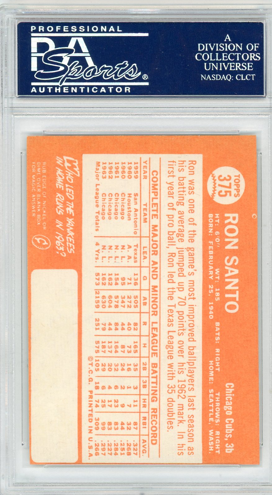 1964 Topps Ron Santo #375 PSA 6