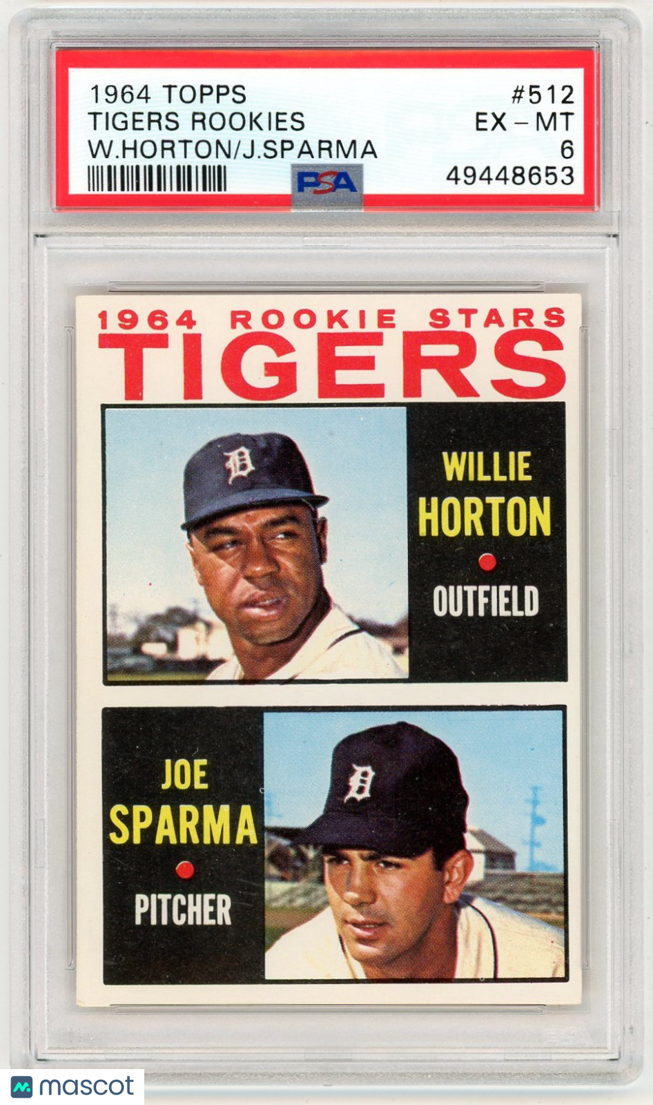 1964 Topps Tigers Rookies #512 W. Horton J. Sparma PSA 6