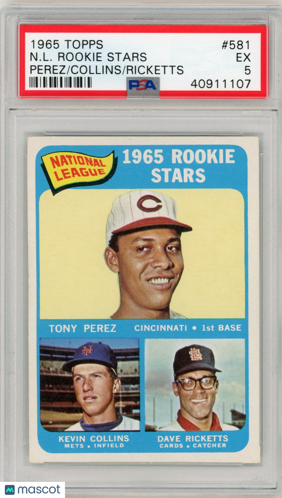1965 Topps N. L. Rookie Stars #581 Perez Collins Ricketts PSA 5