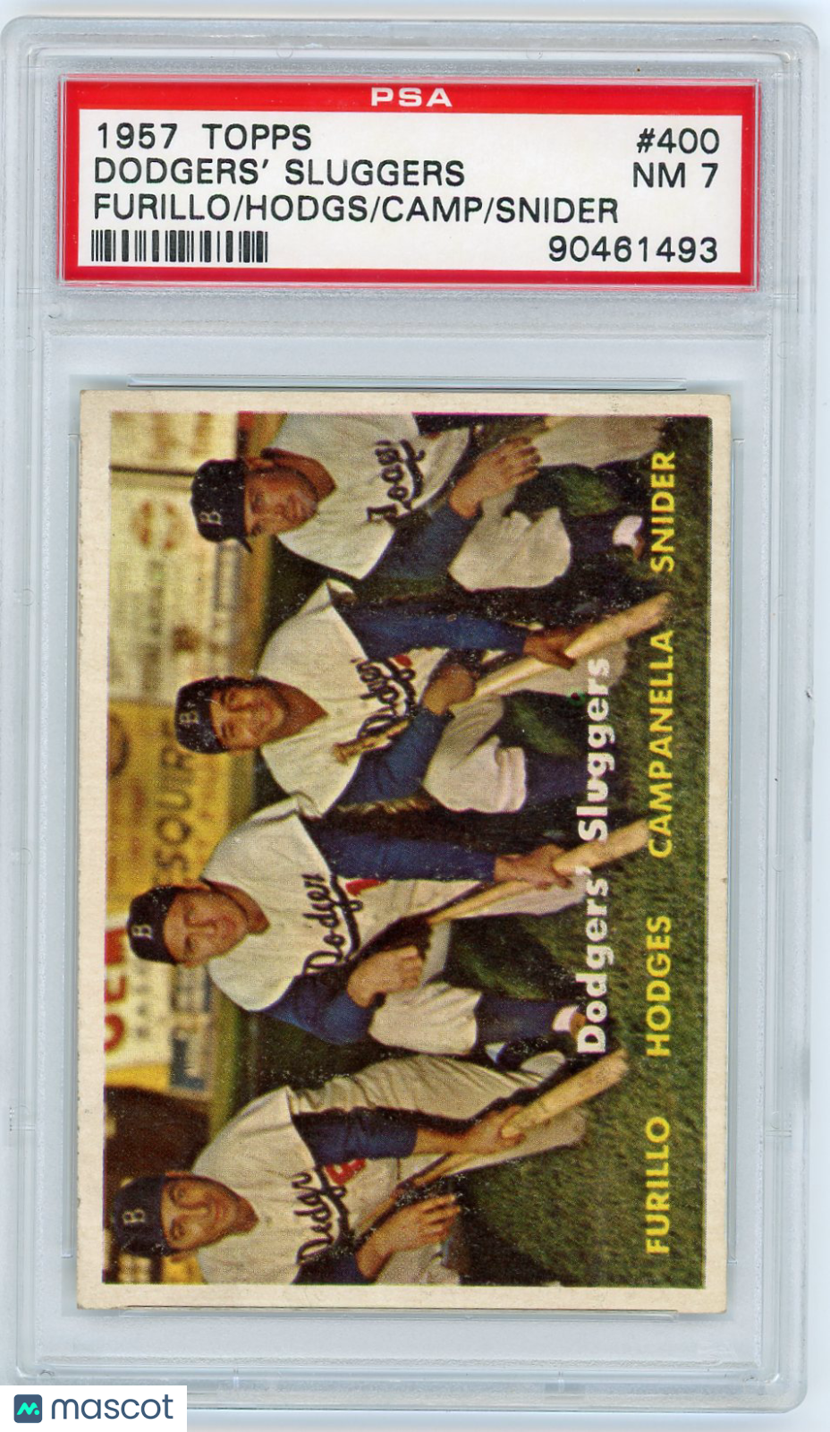 1957 Topps Dodgers' Sluggers #400 Furillo Hodgs Camp Snider PSA 7