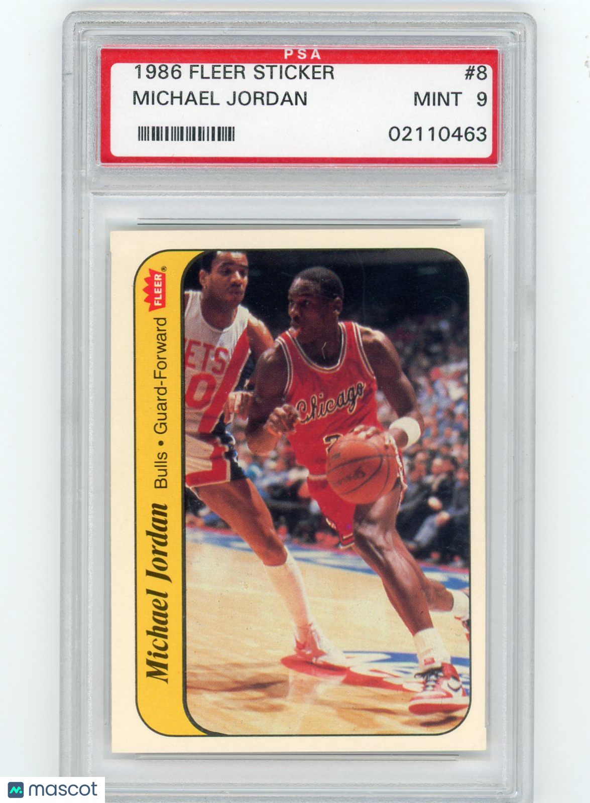 1986 Fleer Sticker Michael Jordan #8 PSA 9