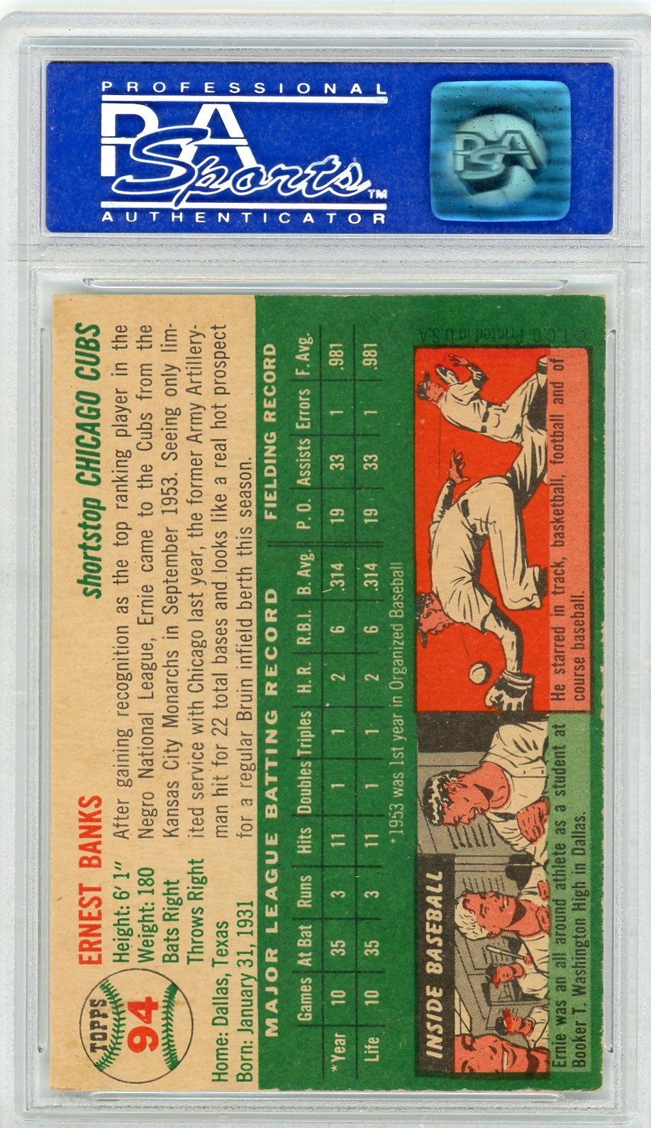 1954 Topps Ernie Banks #94 PSA 7
