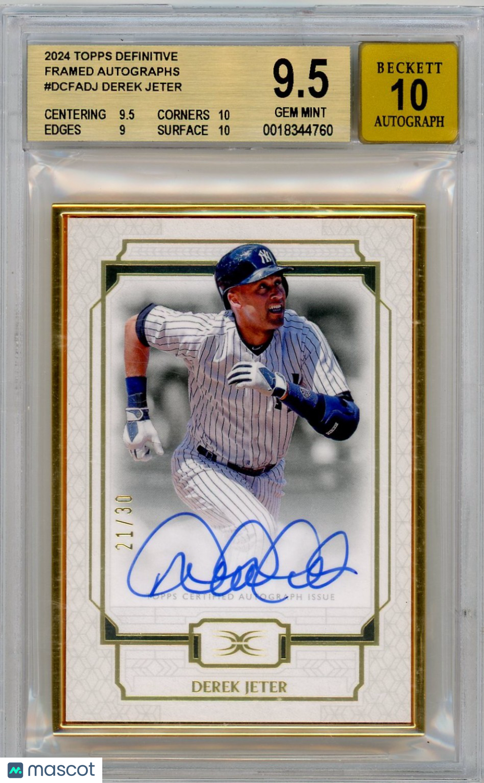2024 Topps Definitive Derek Jeter #DCFADJ Framed Autographs BGS 9.5 BAS Auto 10