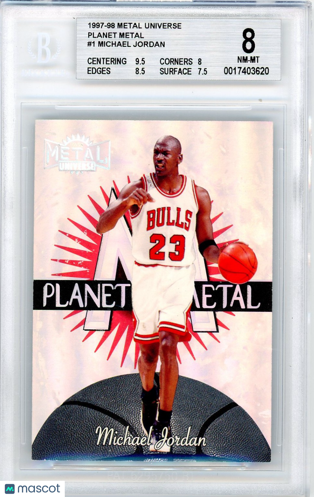 1997-98 Metal Universe Michael Jordan #1 Planet Metal BGS 8