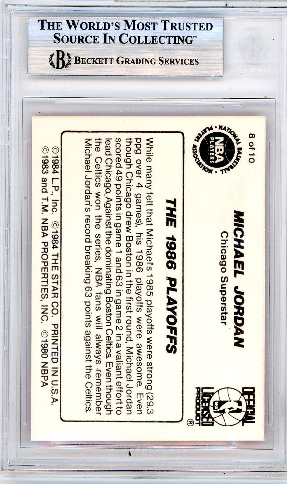 1986 Star Michael Jordan Michael Jordan #8 BGS 7.5