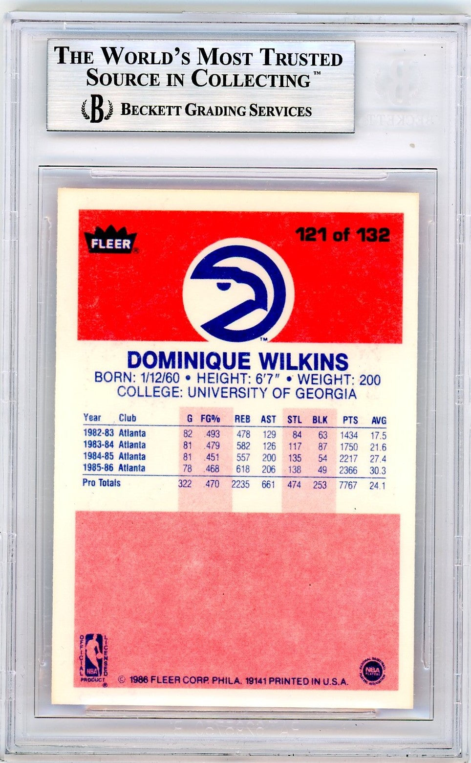 1986 Fleer Dominique Wilkins #121 BGS 9
