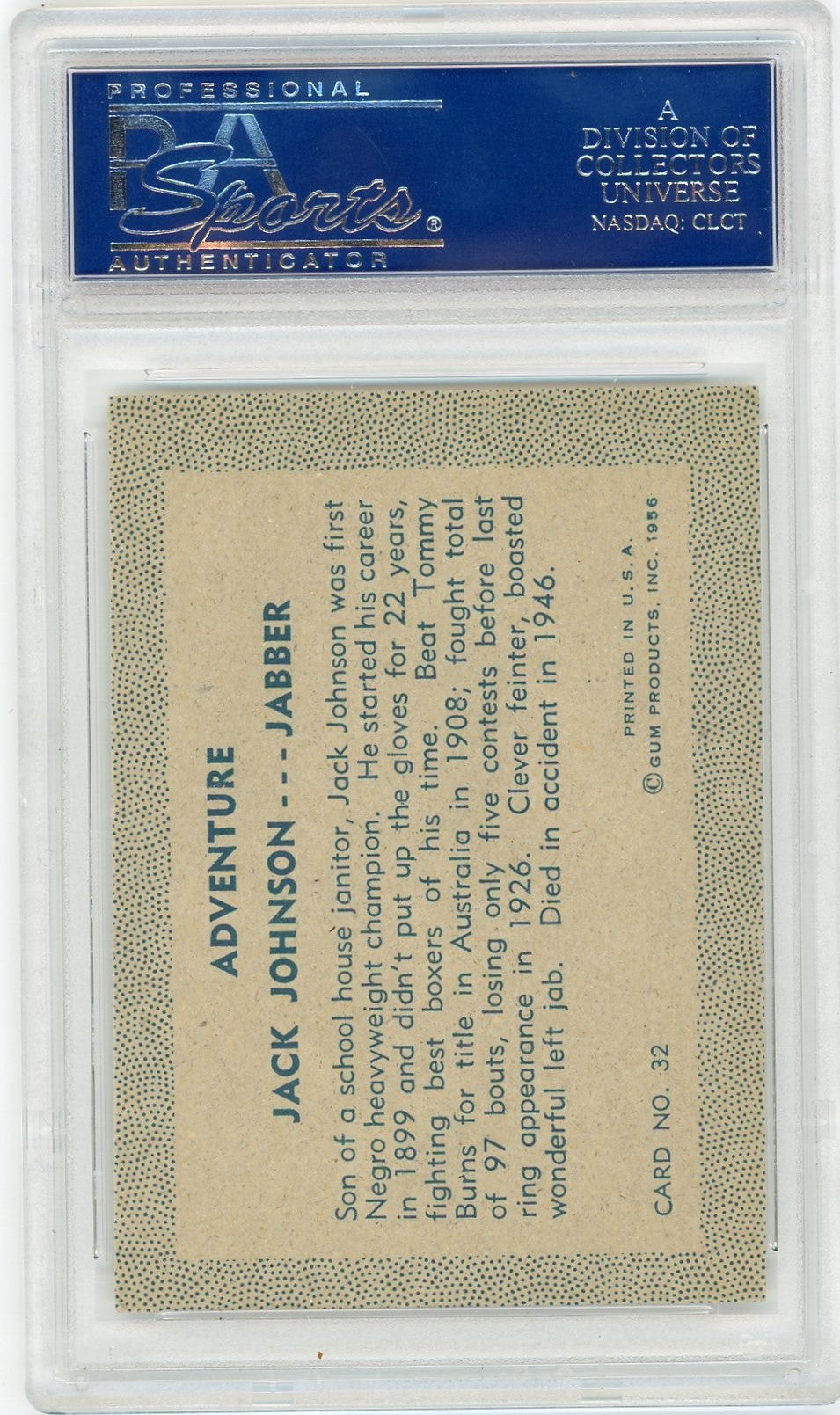 1956 Adventure Jack Johnson--- #32 PSA 8