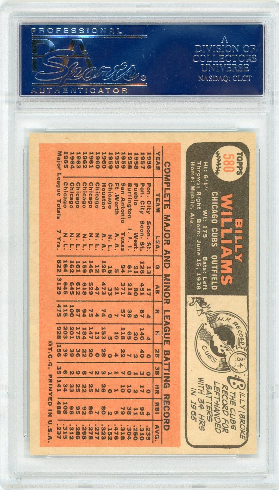 1966 Topps Billy Williams #580 PSA 7