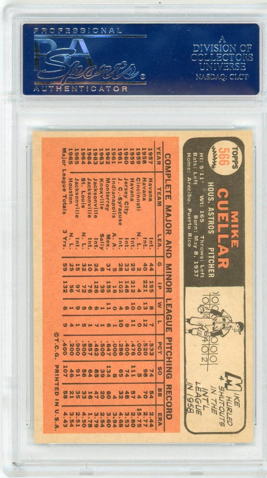 1966 Topps Mike Cuellar #566 PSA 8