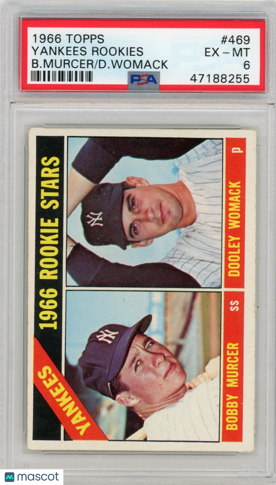 1966 Topps Yankees Rookies #469 B. Murcer D. Womack PSA 6