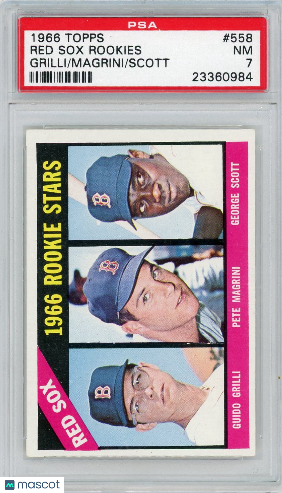 1966 Topps Red Sox Rookies #558 Grilli Magrini Scott PSA 7