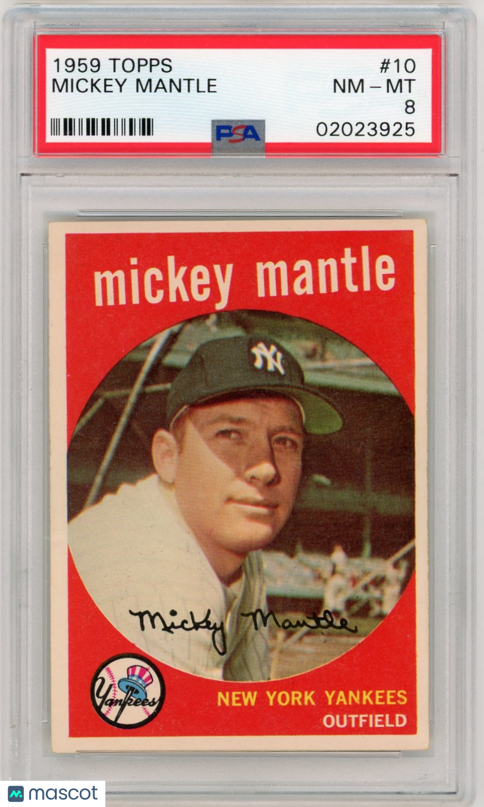 1959 Topps Mickey Mantle #10 PSA 8