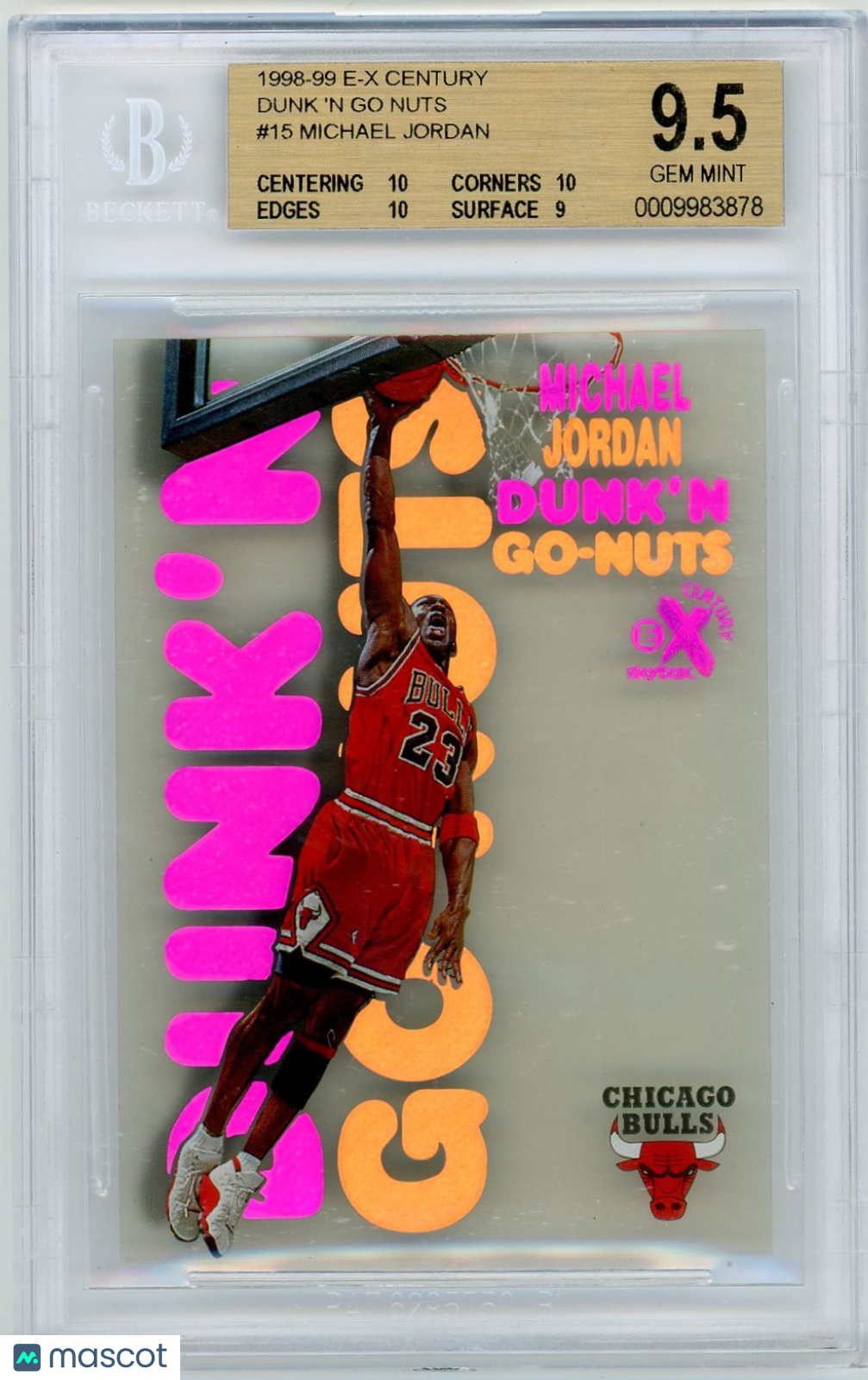 1998-99 E-X Century Dunk 'N Go Nuts Michael Jordan #15 BGS 9.5