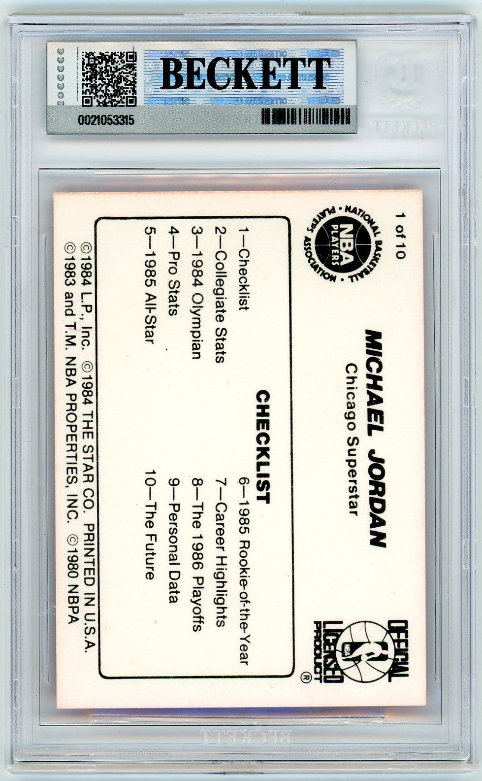 1986 Star Michael Jordan Michael Jordan #1 BGS 9