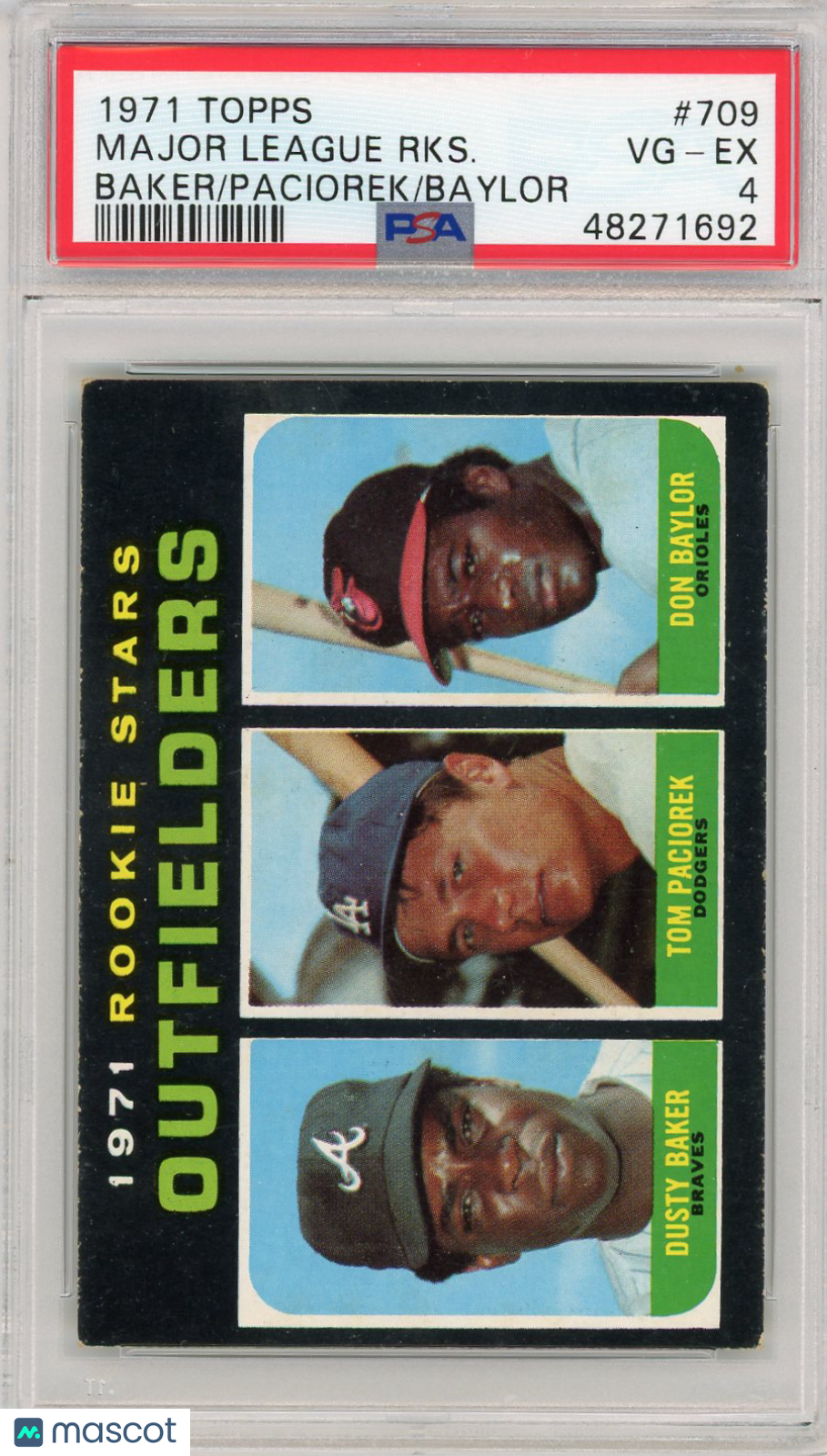 1971 Topps Major League RKS. #709 Baker Paciorek Baylor PSA 4