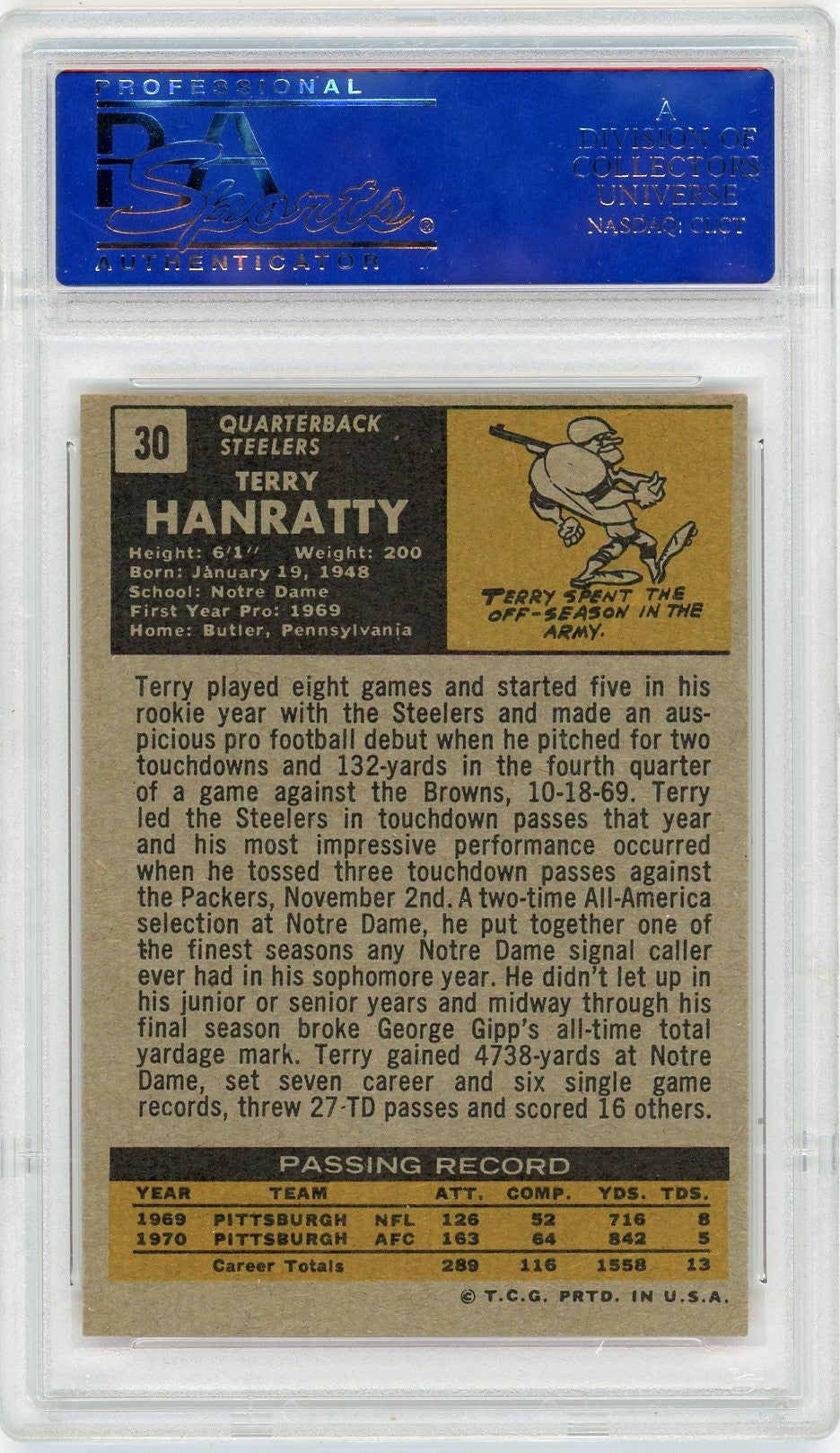 1971 Topps Terry Hanratty #30 PSA 8