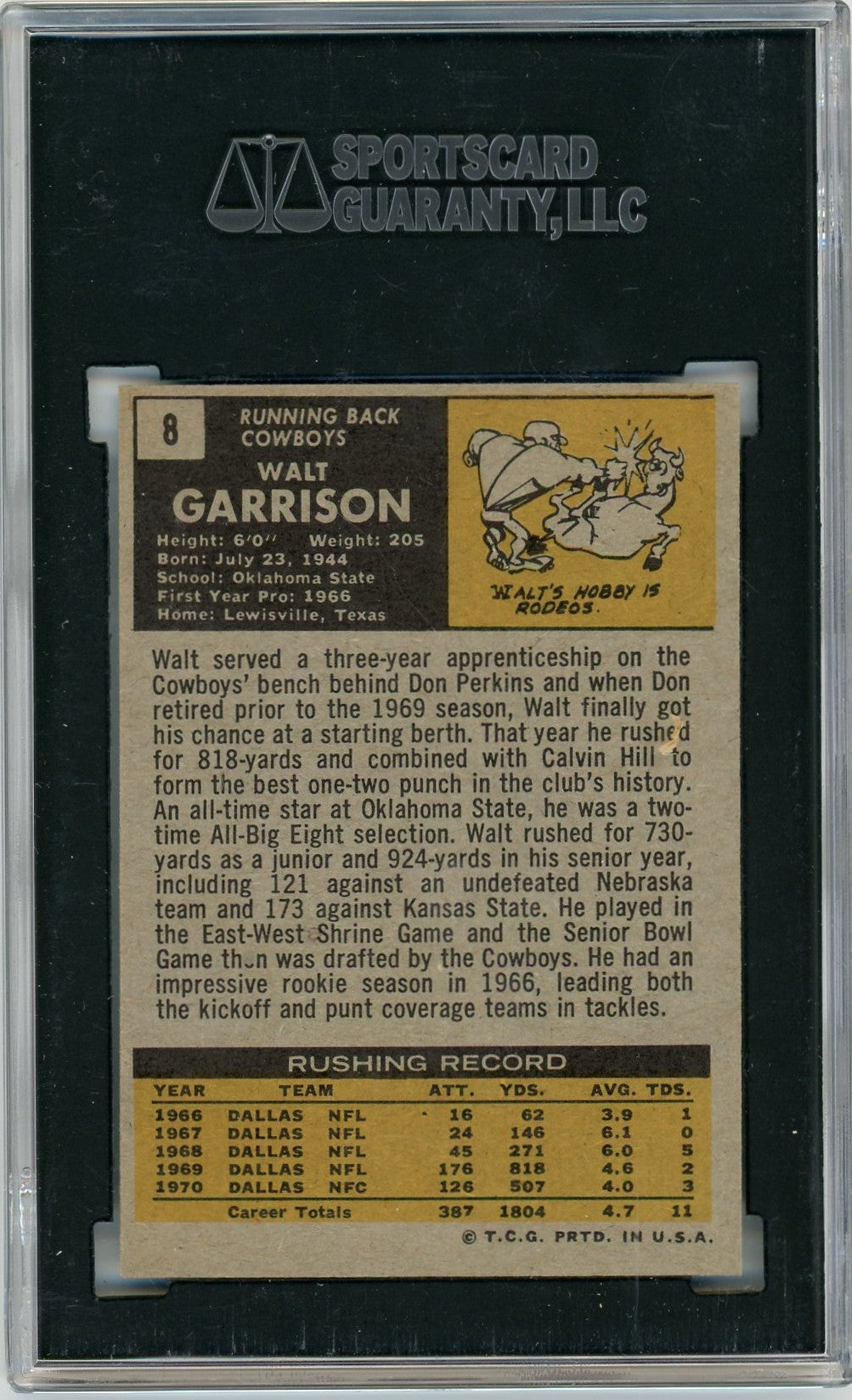 1971 Topps Walt Garrison #8 SGC 8