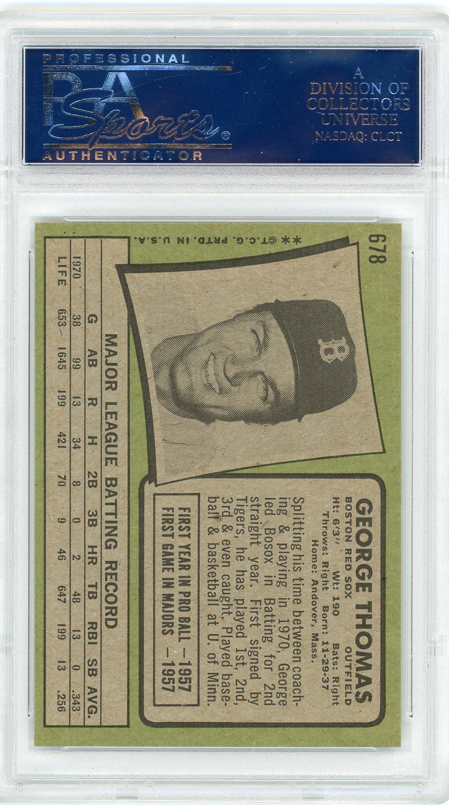 1971 Topps George Thomas #678 PSA 8