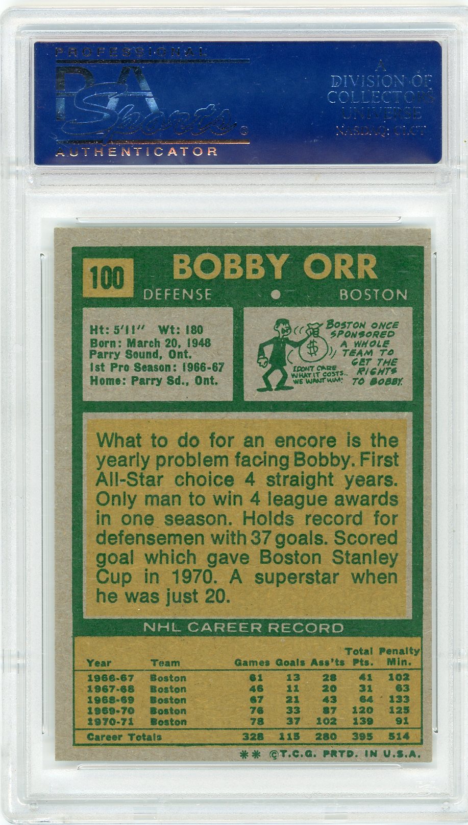 1971 Topps Bobby Orr #100 PSA 8