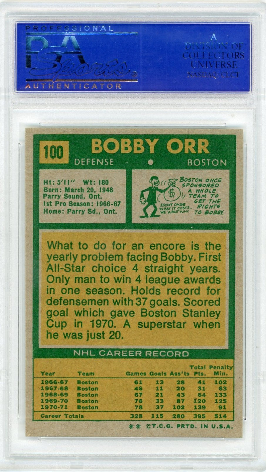 1971 Topps Bobby Orr #100 PSA 8