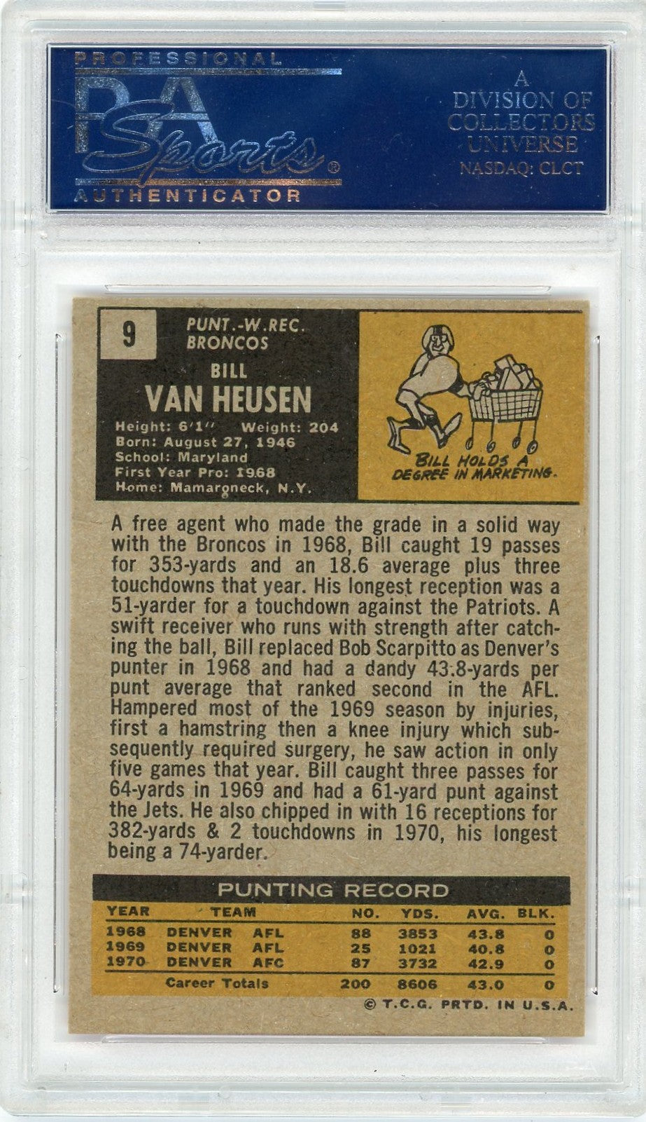 1971 Topps Bill Van Heusen #9 PSA 8