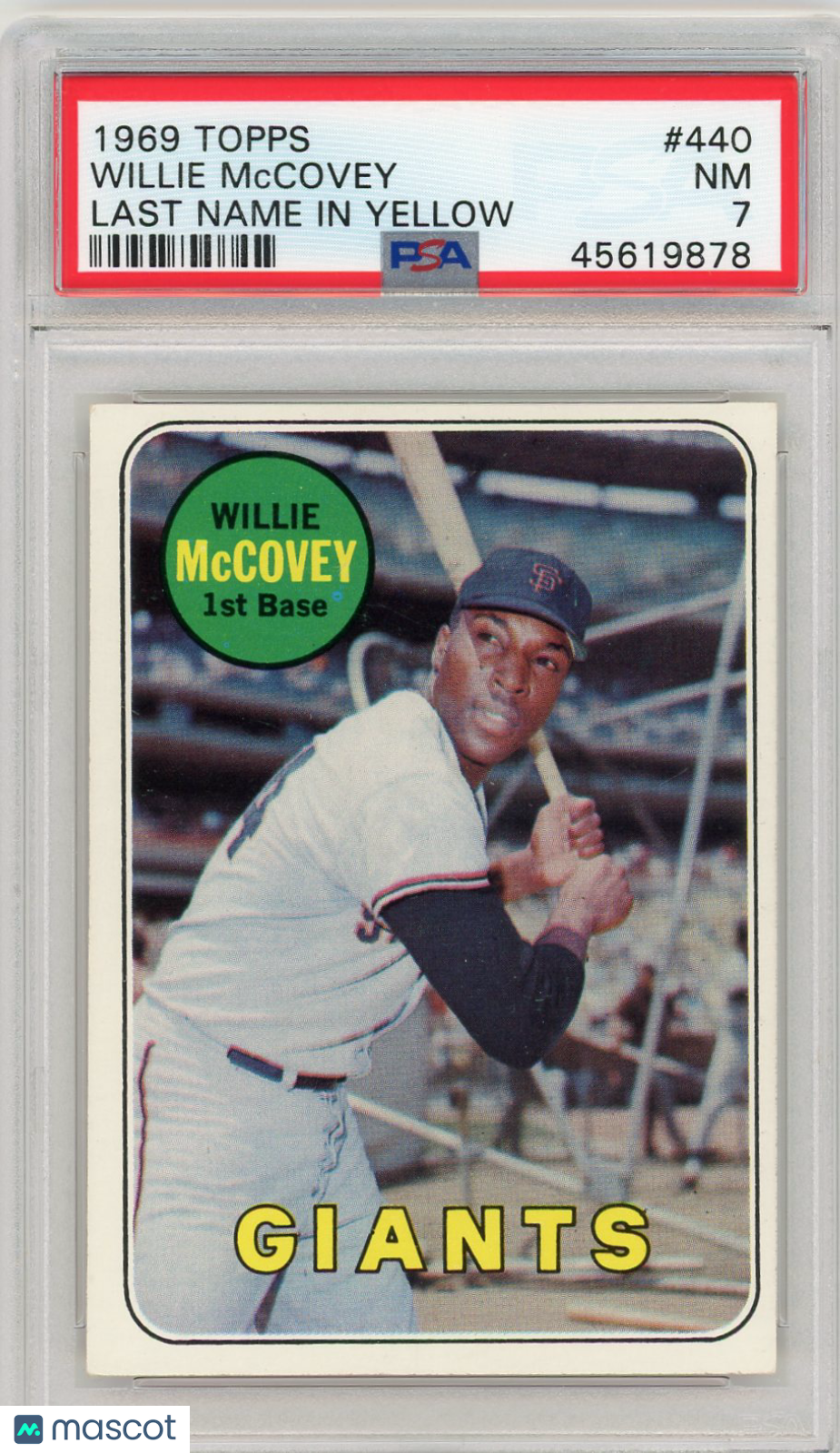 1969 Topps Willie Mccovey #440 Last Name In Yellow PSA 7