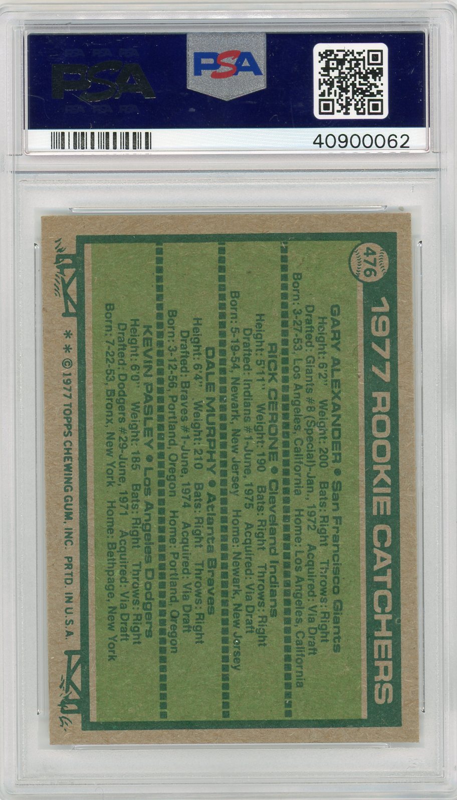 1977 Topps Rookie Catchers #476 PSA 8