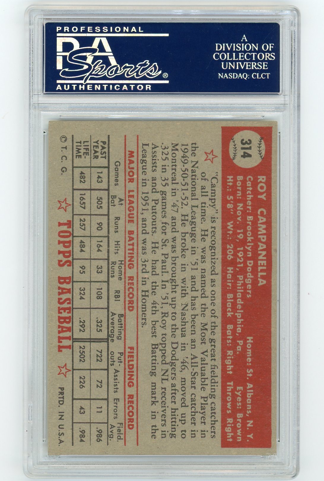 1952 Topps Roy Campanella #314 PSA 4.5