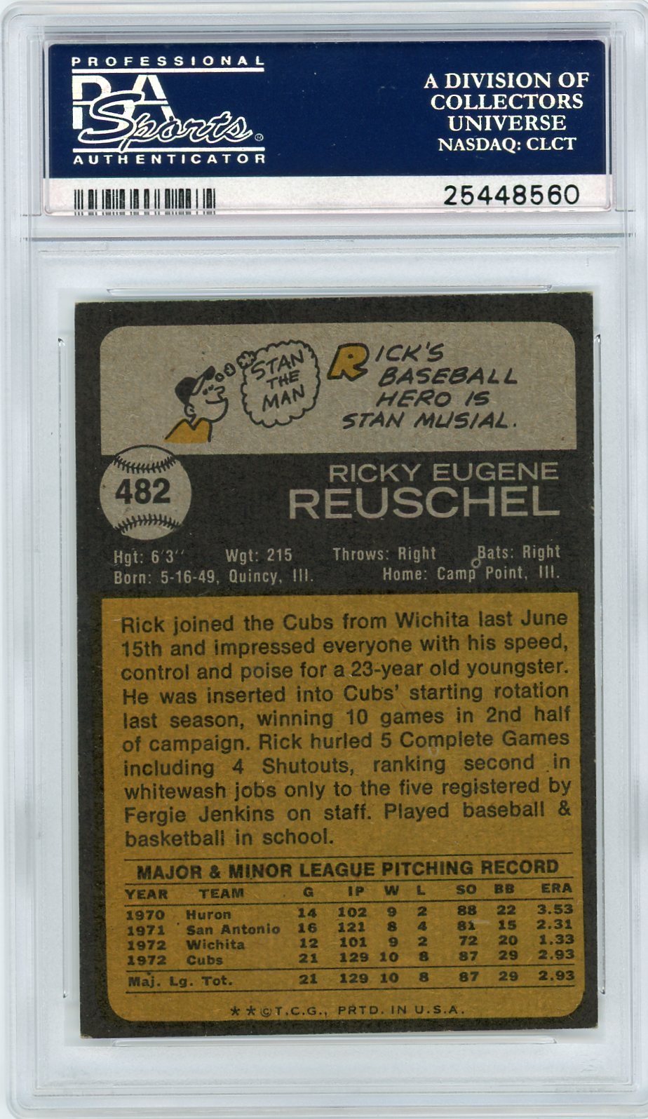 1973 Topps Rick Reuschel #482 PSA 7