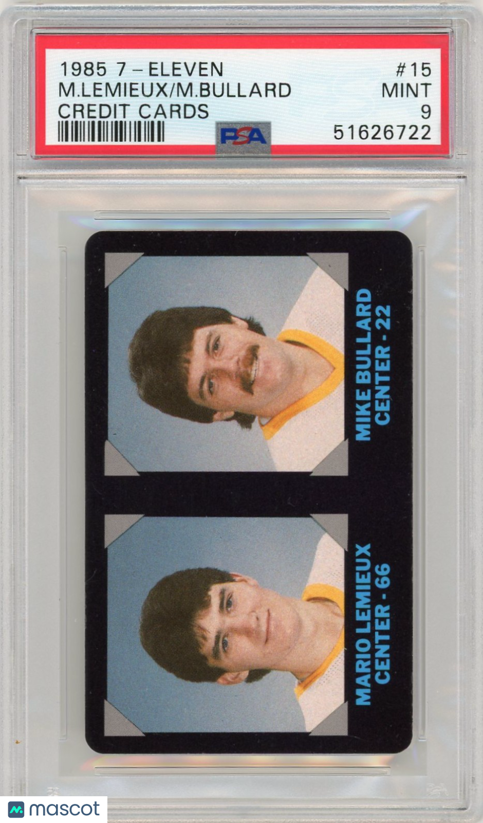 1985 7-Eleven Credit Cards M. Bullard M. Lemieux #15 PSA 9