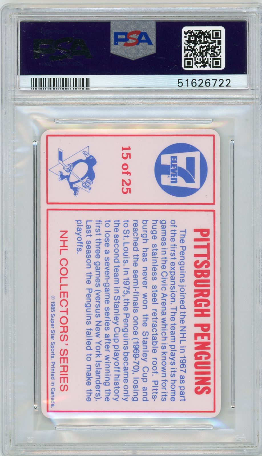1985 7-Eleven Credit Cards M. Bullard M. Lemieux #15 PSA 9