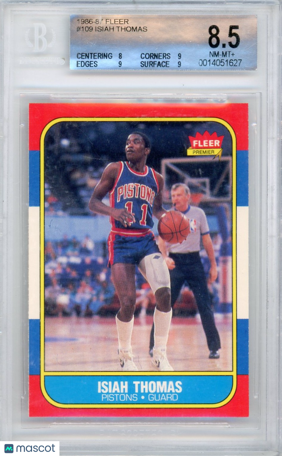 1986 Fleer Isiah Thomas #109 BGS 8.5 Rookie