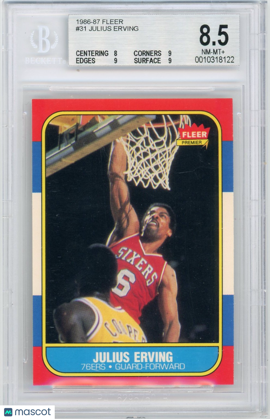 1986 Fleer Julius Erving #31 BGS 8.5