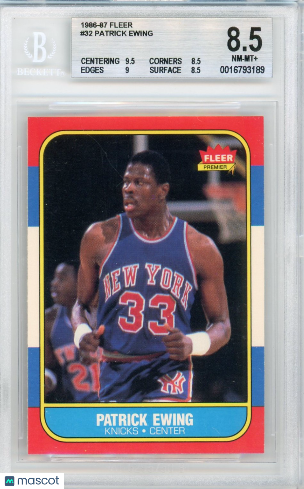 1986 Fleer Patrick Ewing #32 BGS 8.5