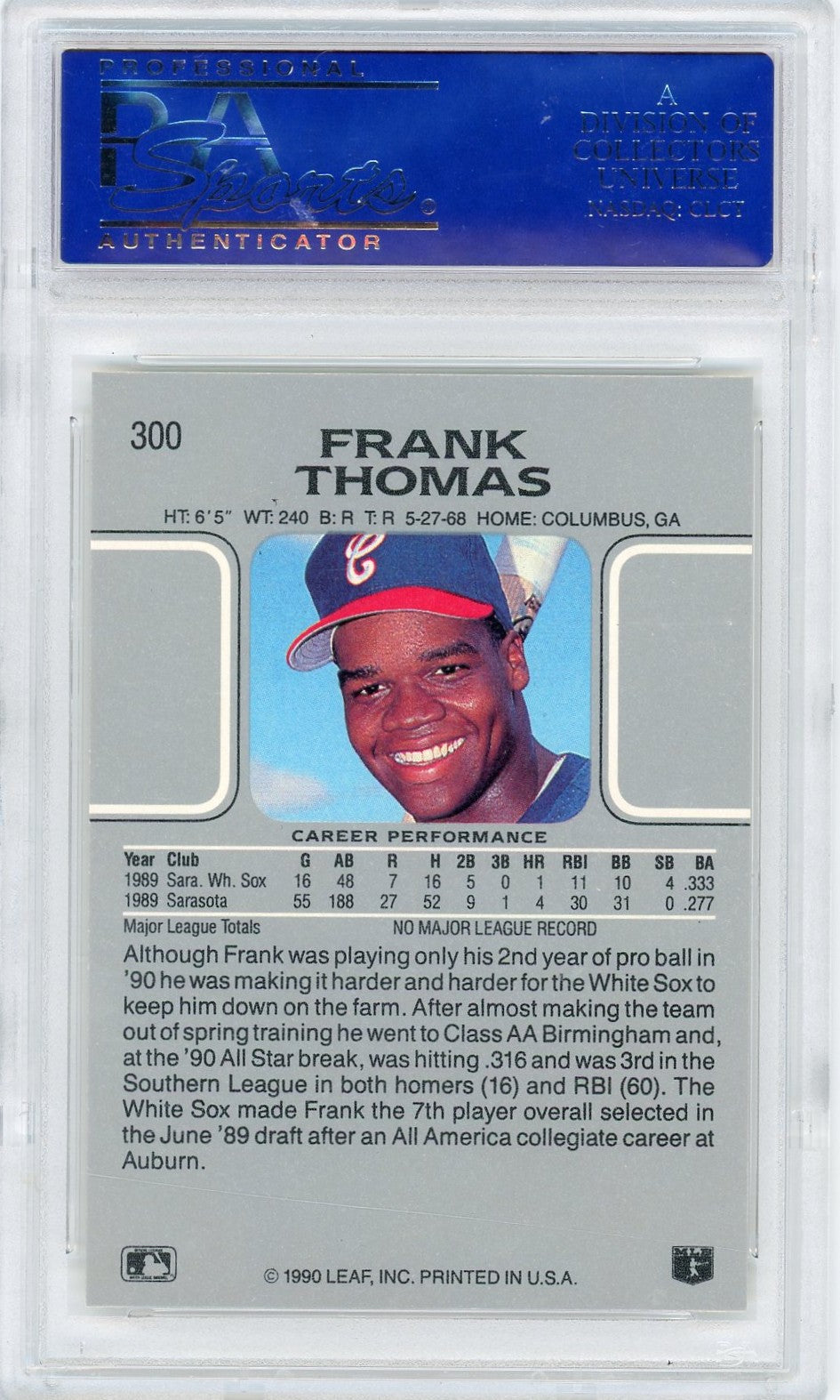 1990 Leaf Frank Thomas #300 PSA 10