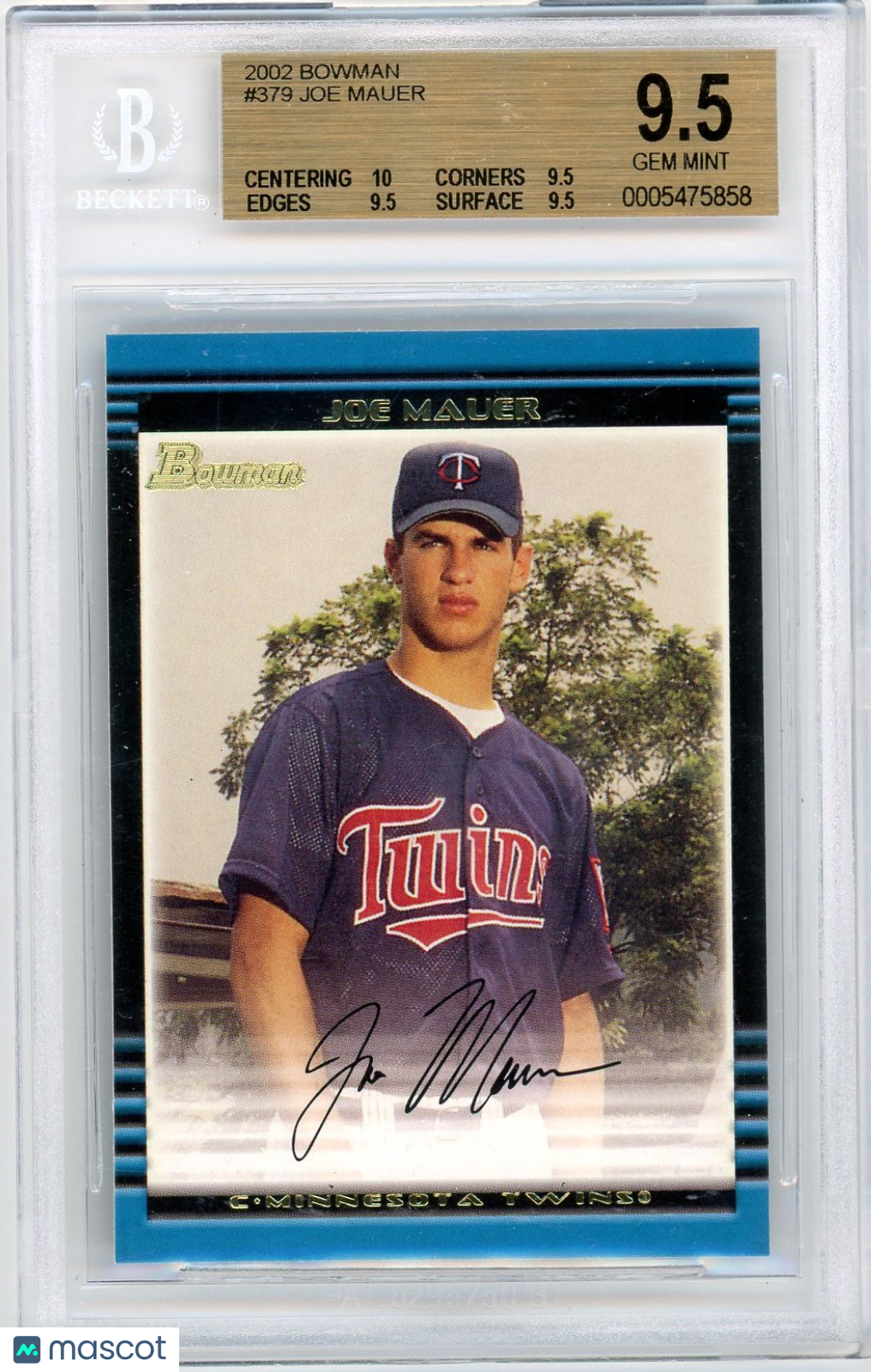 2002 Bowman Joe Mauer #379 BGS 9.5