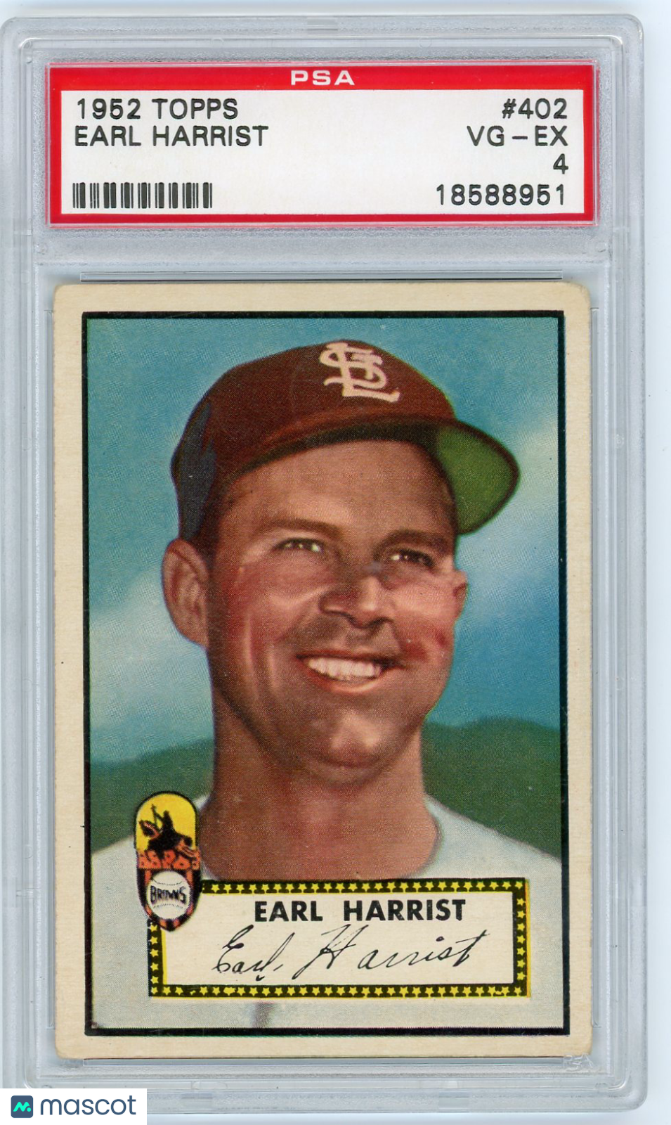 1952 Topps Earl Harrist #402 PSA 4