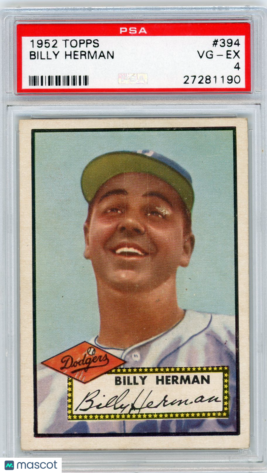 1952 Topps Billy Herman #394 PSA 4