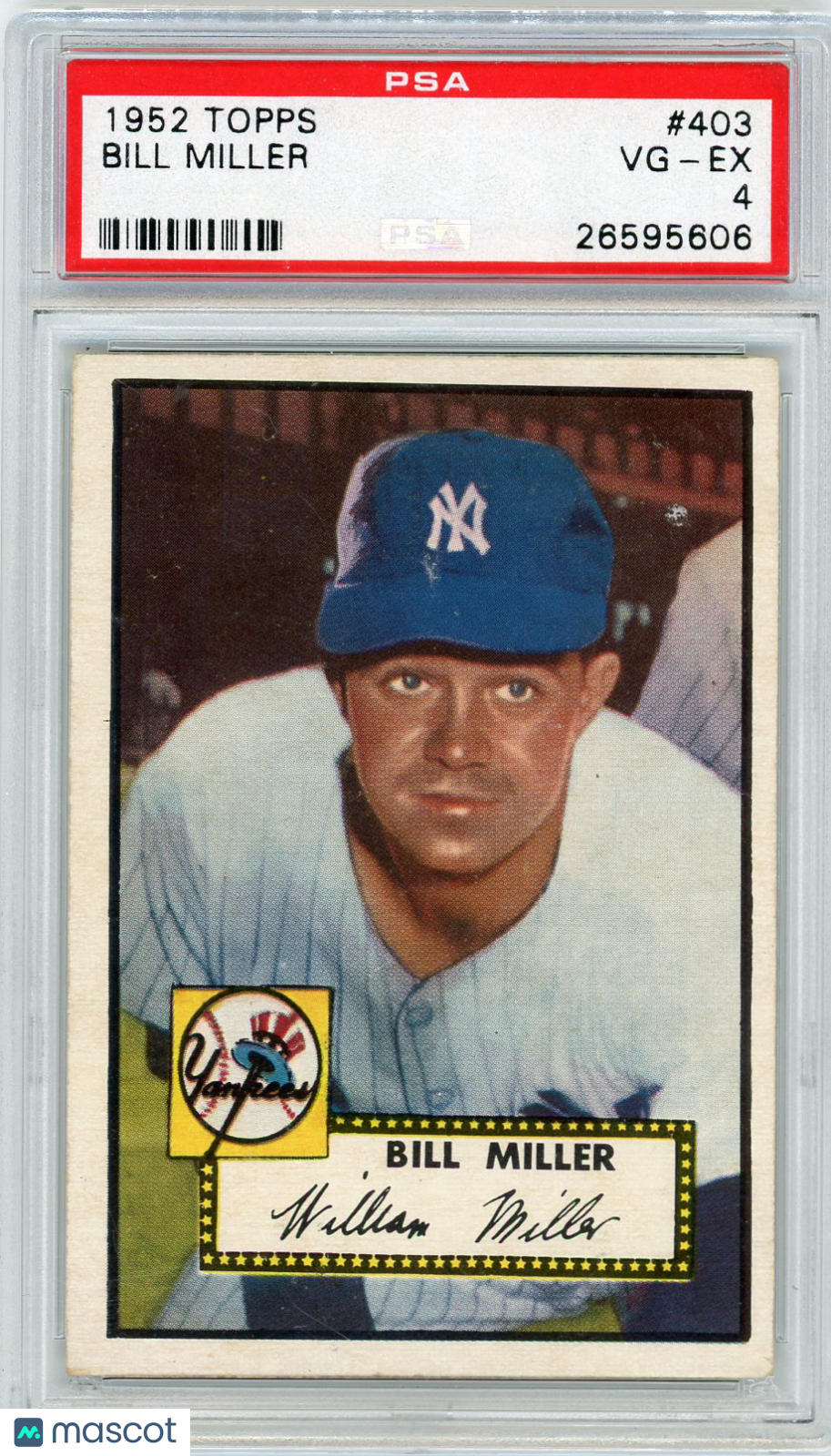 1952 Topps Bill Miller #403 PSA 4