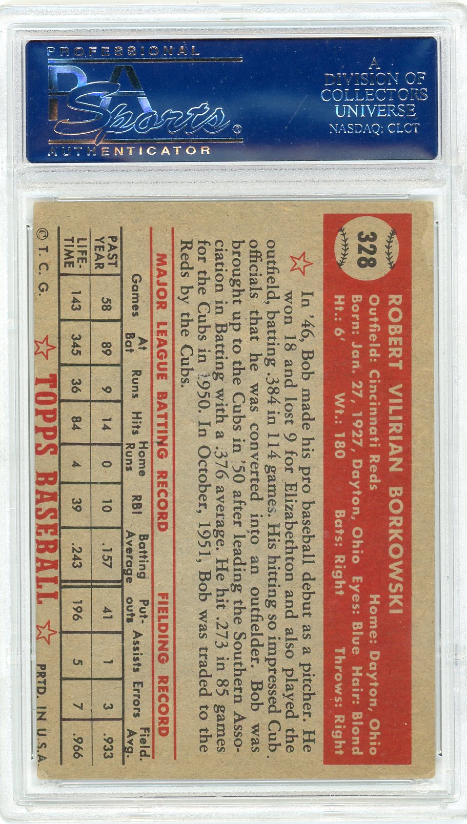 1952 Topps Bob Borkowski #328 PSA 4.5