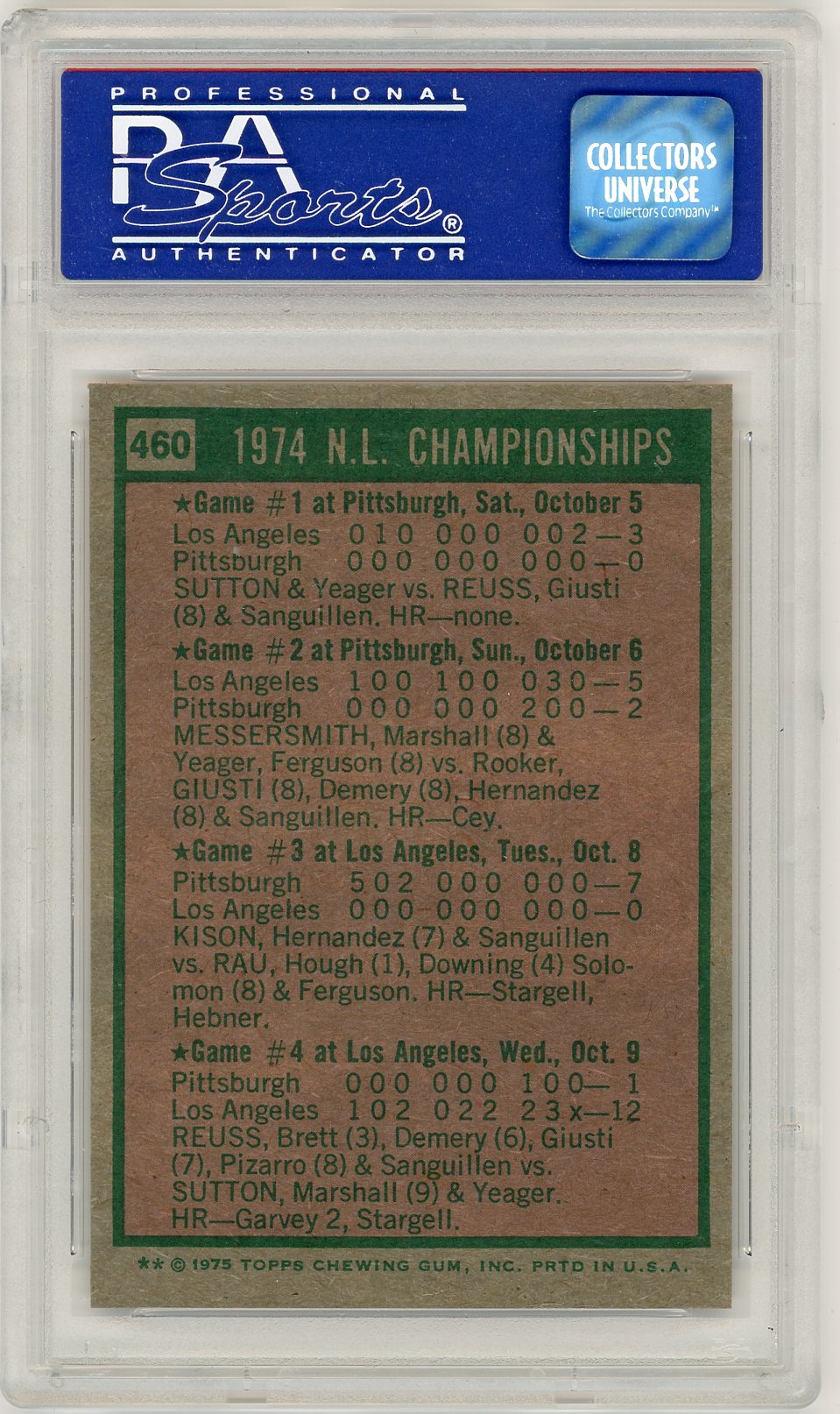 1975 Topps N. L. Championships #460 PSA 8