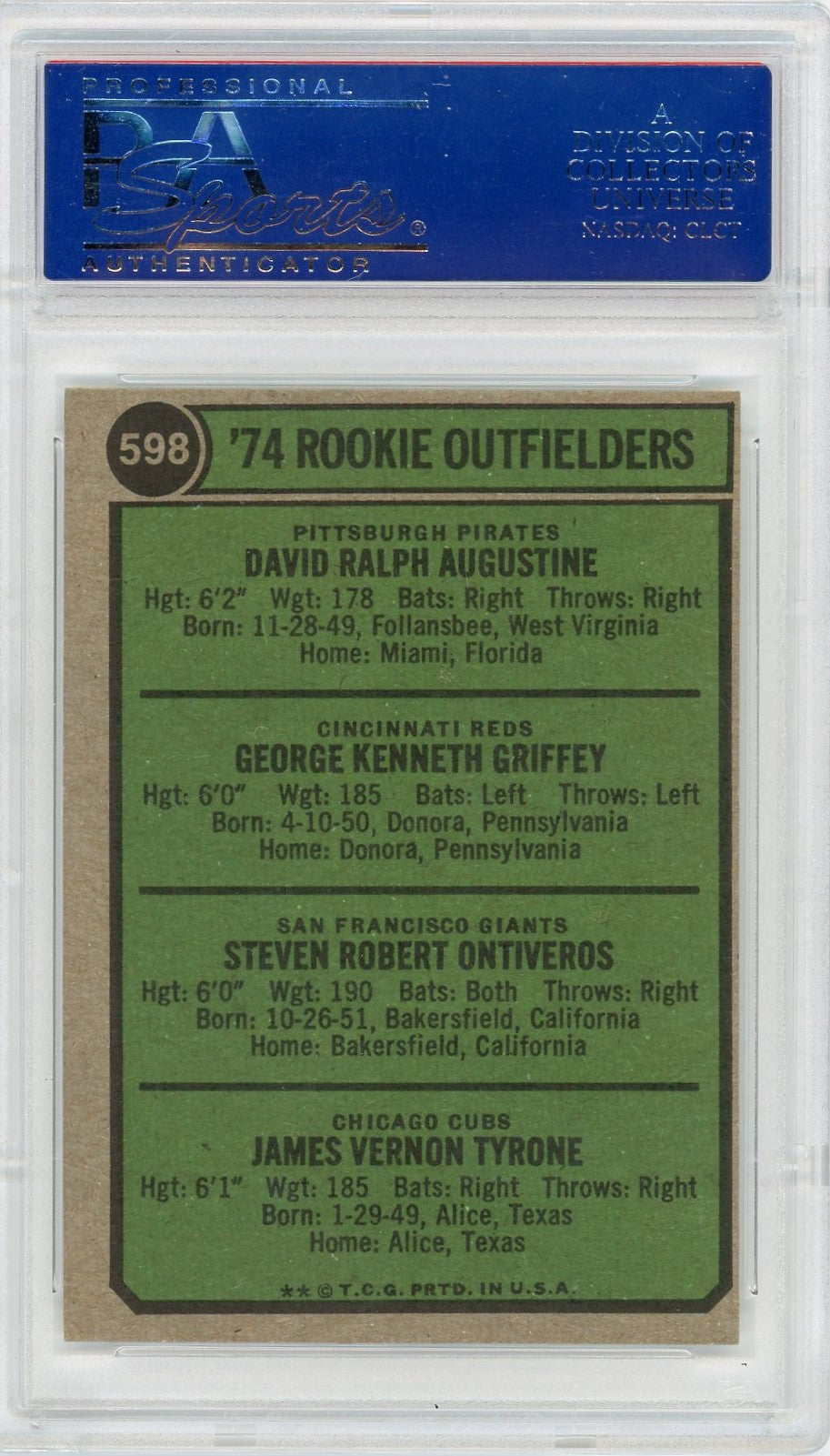 1974 Topps Rookie Outfielders #598 PSA 8