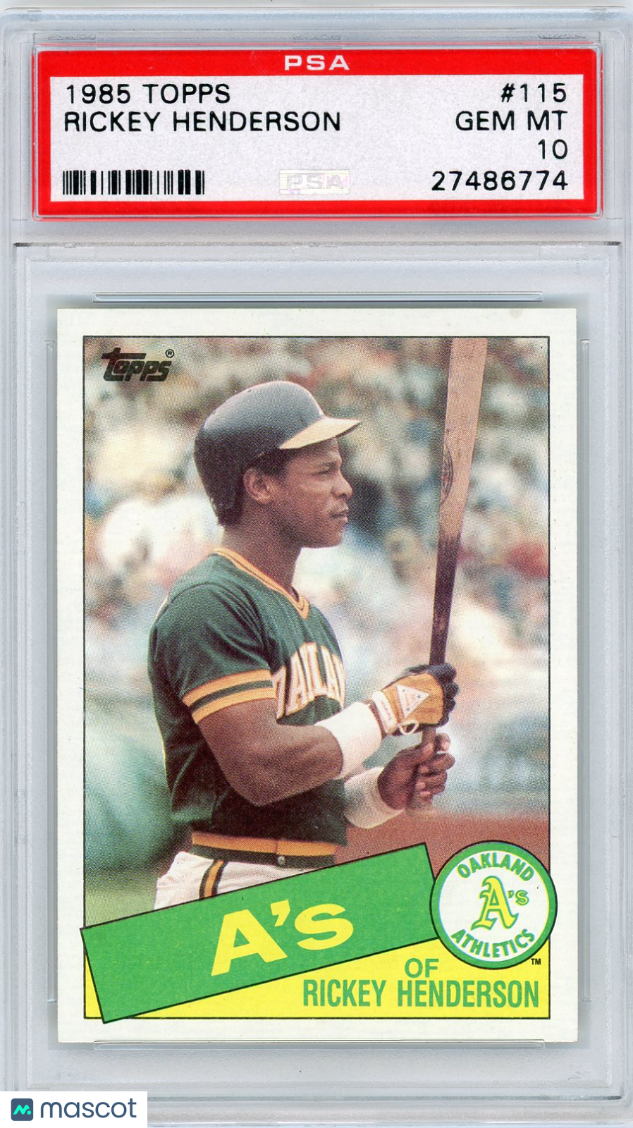 1985 Topps Rickey Henderson #115 PSA 10