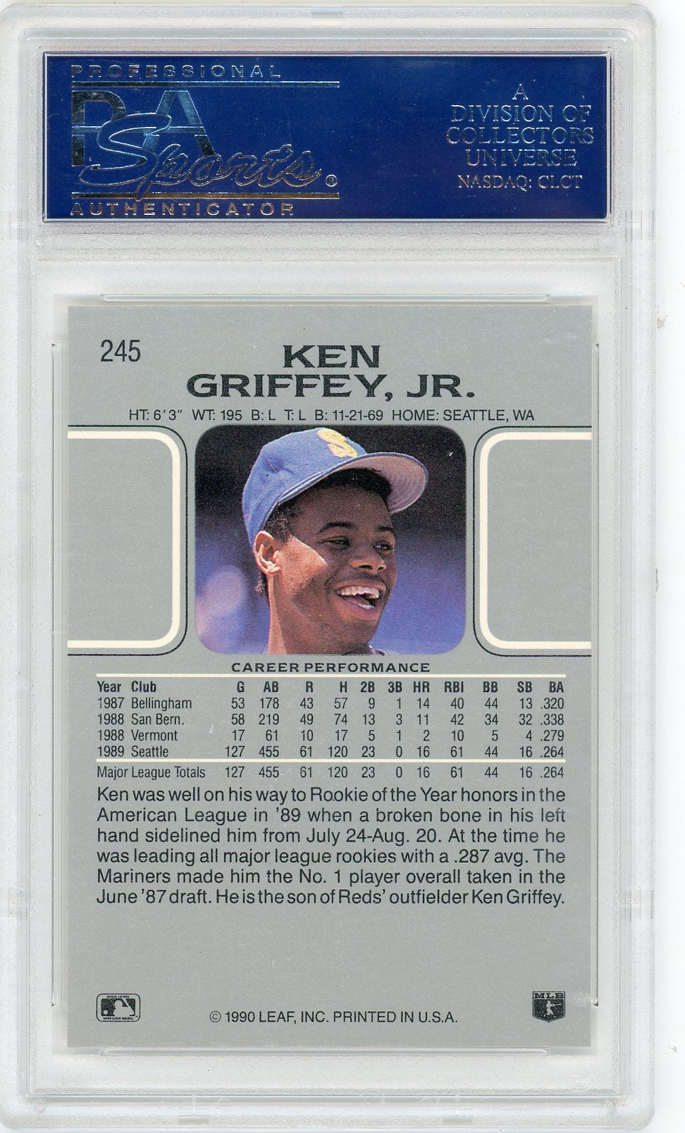 1990 Leaf Ken Griffey JR. #245 PSA 10