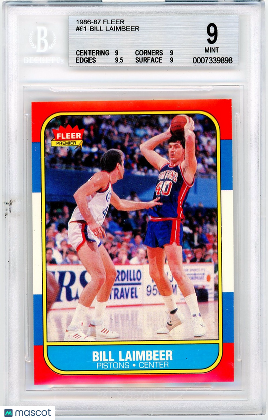 1986 Fleer Bill Laimbeer #61 BGS 9